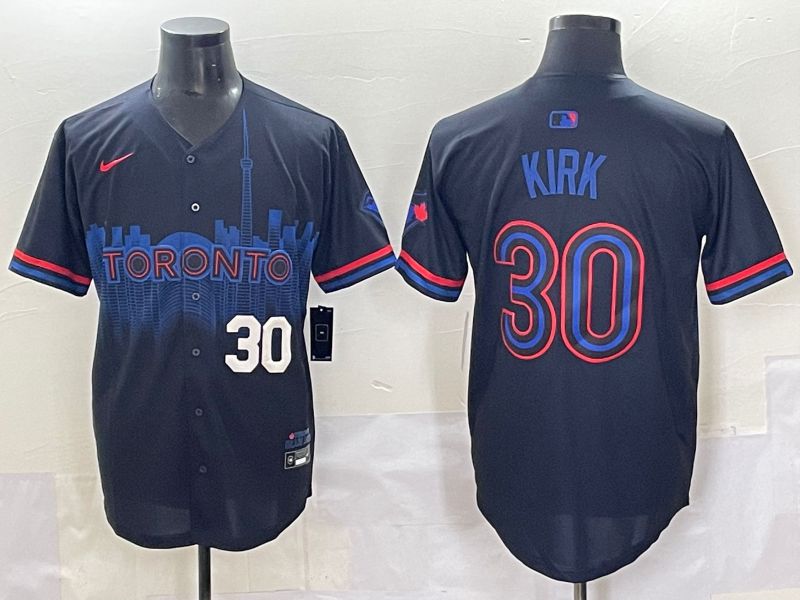 Men 2025 Toronto Blue Jays #30 Kirk Black Joint Name Nike MLB Jersey style 1